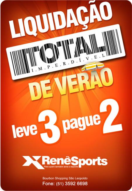 Banner promocional de liquidação de verão para a Renê Calçados.